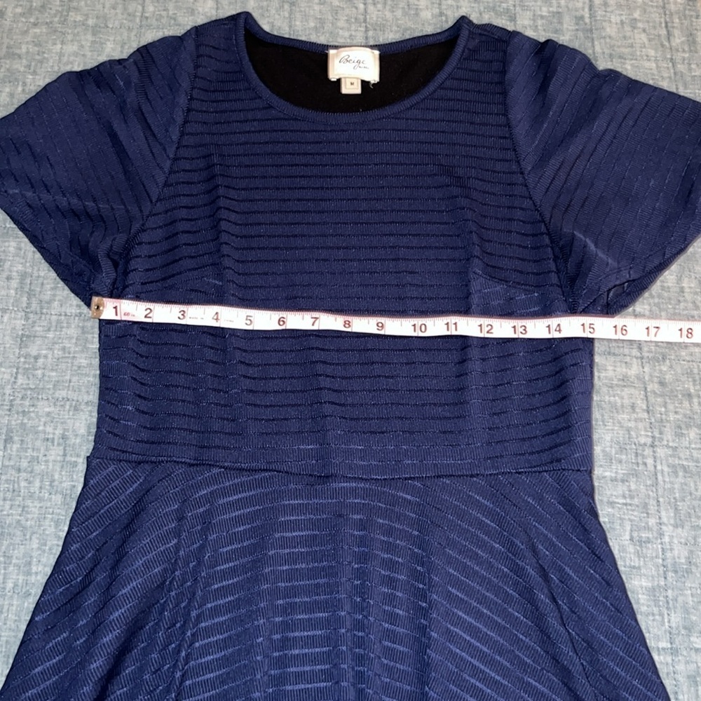 BEIGE by ECI Hankerchief Hem Midi Dress in Navy Blue - Picture 6 of 7